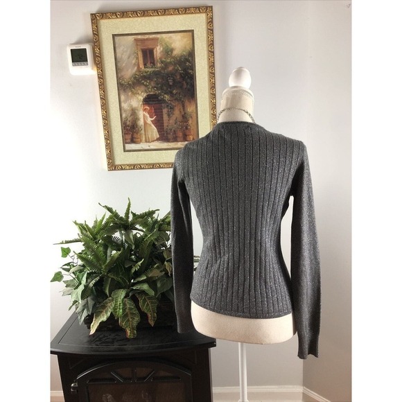 Willie Smith Women's Sweater Cardigan L Long Sleeve Open Front Gray Metallic - Picture 7 of 10